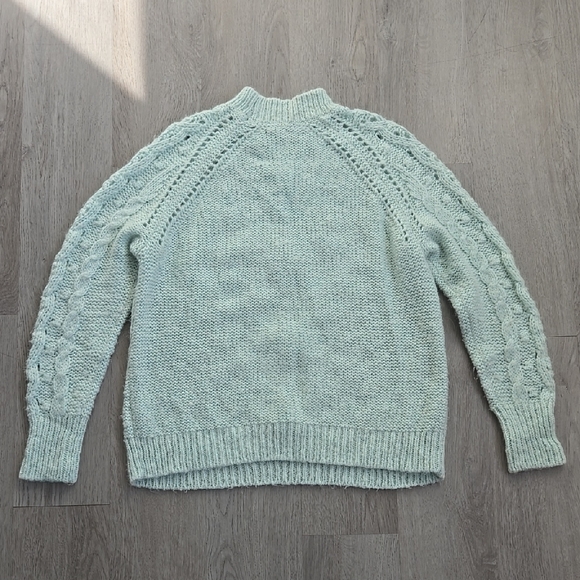 J.CREW Wool/Alpaca/Acrylic Mint Green Cable Knit Sweater Size S - Picture 7 of 10